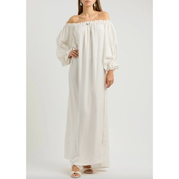 Sleeper Zephir Relaxed Ruffle Trim Maxi Dress White Womens Size Large - Picture 15 of 16